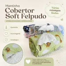 Manta de Bebê Sherpa 100% Algodão Estampada Para Menino e Menina