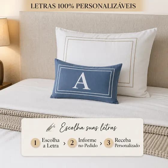 Baguete Almofada AZUL Suede Avulsa Decorativa Personalizada Com Ziper