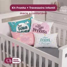 Kit Travesseiro Infantil Silicone e fronha com ziper Almofada Decoração Apronta Entrega