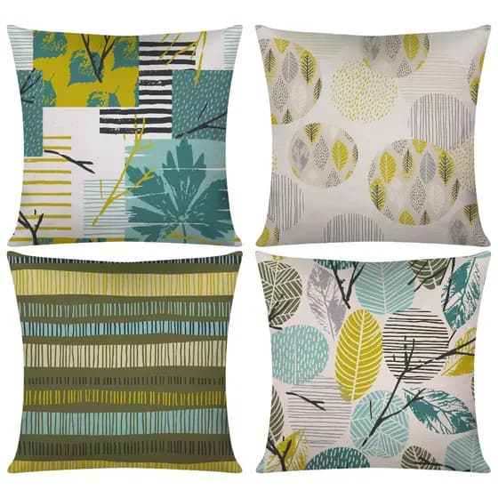 Kit 4 Capas Almofadas Decorativas Varias Estampas Com Zíper