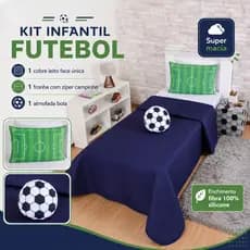Kit Cobre Leito Futebol Bola Solteiro Menino Kids