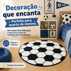 Tapete Infantil DECORATIVO 1,00 x 1,00 Kids Estampa Bola Para Quarto Menino