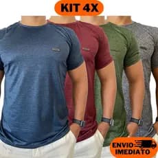 4 Camisetas Masculinas Malha Fria Kit Dry Fit Camisa Treino Academia