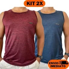 kit 2 Camisetas Masculinas Regata Dry Fit Camisa Malha Fria Academia e Treino