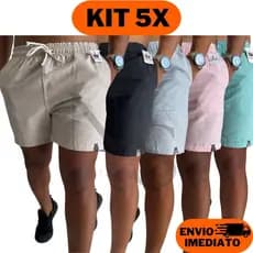 5 Shorts Mauricinho Masculino Fio Tinto Linho Casual Bermuda Moda Praia