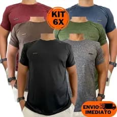 Kit 6 Camisetas Masculina Dry Fit Poliéster Blusa Malha Fria Treino Academia