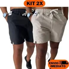 Kit 2 Shorts Masculino Mauricinho Fio Tinto Linho Casual Bermuda Moda Praia