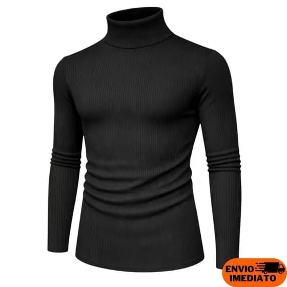 Blusa Cacharrel Masculina Canelado Gola Alta Camisa De Frio Inverno Manga Longa