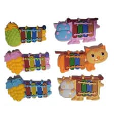 KIT com 3 Mini xilofone Instrumento musical Infantil Educativo Piano pedagógico animais e frutas