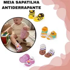 Meia Sapatilha Solado Antiderrapante Infantil Bebê Menino Menina Confortável Emborrachada