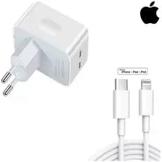 Fonte PD duplo para Iphone novo modelo Carregador Fonte Usb C Duplo iPhone Turbo 2 Portas Carregador 50W Tipo C