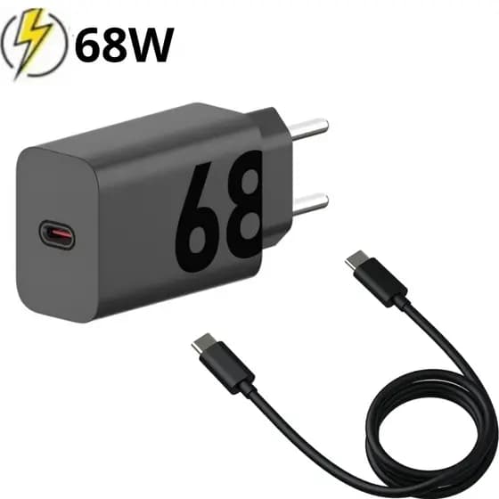 Carregador 68W Tipo C A53 A54 A55 A73 S20 Fe S21 S23 Redmi Note 12 Poco X5 Pro carregador PD (power delivery)