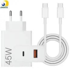 Carregador Tipo C 45W ou 33W A53 A73 S20 S21 S22 S23 S24 S25 M30 M20 Redmi Note 12 Poco X3 Carregador Completo Turbo Pow