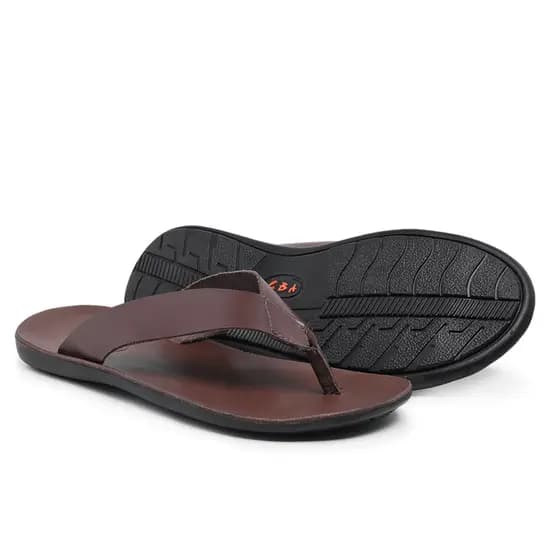 Chinelo em Couro Legitimo Modelo : Soleta café