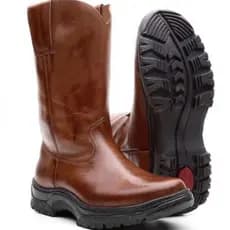 Bota básica de Couro  em Cano Médio Toda lisa Bota de Trabalho