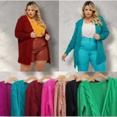 Cardigans Casaco Femeninas Plus Size De LÃ Modelo Novo 2024 Tamanho Único GG/ Blusas De Frio Femininas