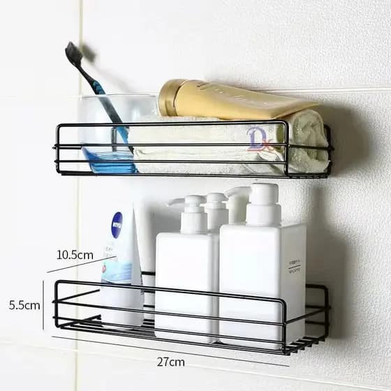Prateleira de banheiro RETANGULAR, Porta shampoo, Porta tempero, suporte adesivo para parede, para cozinha e banheiro