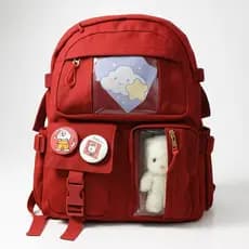 Mochila fofa de desenho animado zíper e alta capacidade com vários bolsos para mulheres LFA24166