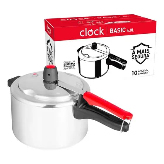 Panela De Pressão Clock Clássica Polida 4L Em Alumínio