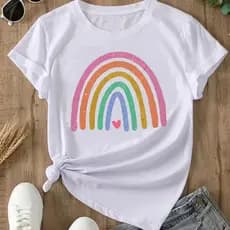 Camiseta Premium Confortavel Arco Iris Estilosa Feminina Moda Verao Primavera Blusao Unissex