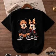 Camiseta Basica Desenho Minnie E Mickey Streetwear Premium