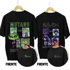 Camiseta Casal Ravena e Mutano Titans 100% Algodão Kit Premium Blusao Namorados Unissex