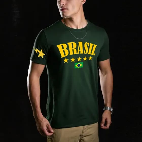 Camiseta Premium Unissex Brasil Copa Do Mundo  Confortavel Presente Jogos Logo Mangas Blusao