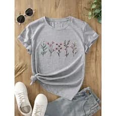 Camiseta Unissex Com Estampa Floral 100% Algodão Verão Premium Blusinha Feminina Basica Estilosa