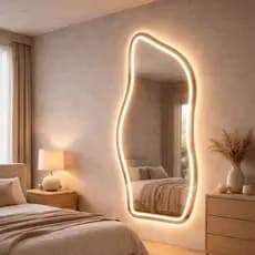 Espelho Orgânico FLAME JAETEADO 120x50cm Com LED Touch 3 Cores Decorativo Moderno