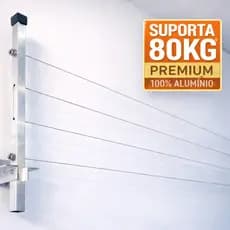 Varal Alumínio Reforçado Retrátil De Parede Para Roupas Suporta Até 80kg