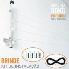 Varal Retrátil Dobrável De Parede Alumínio Reforçado para Roupas - Suporta até 80kg