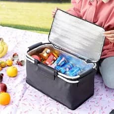 Cesto De Termica Piquenique Impermeável Dobrável De 18L Com Alças Duplas Para Viagem Camping E Lazer Ao Ar Livre