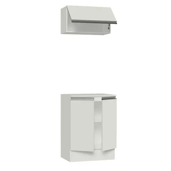 Jogo de Cozinha Ternura Armário 2 Portas e 1 Aéreo Porta Basculante 100% MDF Cor Branco