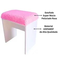 Banco Pelúciado para Penteadeira Delicate