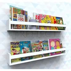 2 Prateleiras 40cm Decoração Branco Mdf Livro Revista Infantil Decoração casa sala quarto banheiro