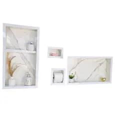 Kit 4 Itens Nicho Vertical + Porta Papel Higiênico + Saboneteira + Nicho de Banho 60x30 cm - ENVIO IMEDIATO