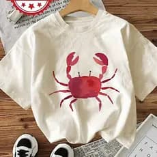 Camiseta Feminina e Masculina Gola Redonda Estampada Moda Estampa de Caranguejo