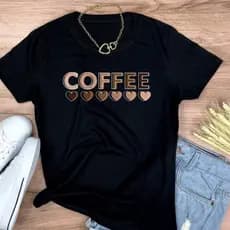 Camiseta Feminina Masculina Coffe Blusa Estampada 100% Algodão Promoção 2025