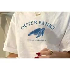 Camiseta 100% Algodão Tartaruga Ocenano Outer Banks Minimalista Lançamento 2025 Envio Imediato
