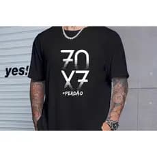 Camiseta Masculina E Feminina 70X7 Perdão Religioso 100% Algodão Unissex Lançamento 2025 Envio Rápido