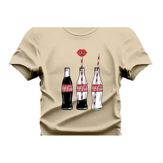 Camiseta 100% Algodão Estampa Garrafa Coca Cola Bebida Fio 30.1 Lançamento 2025 Envio Rápido