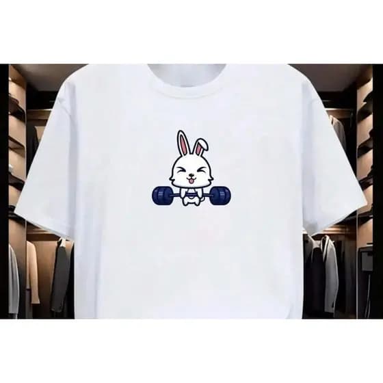 Camiseta 100% Algodão Básica P-GG Tema Academia Coelho Treino Fitness Lançamento 2025 Envio Imediato