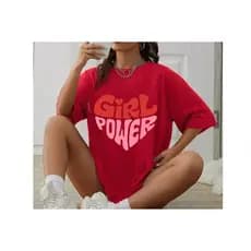 Camiseta Feminina Básica P-GG Unissex Moda Academia 1000% Algodão Confortável Girl Power Lançamento 2025