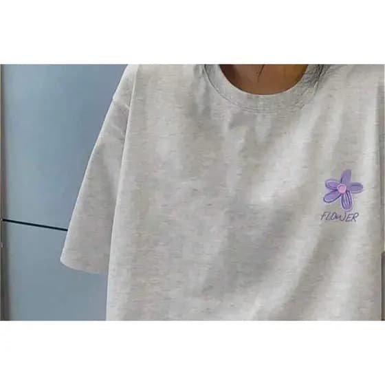 Camiseta 100% Algodão Feminina Flores Casual Minimalista Lançamento Envio Rápido