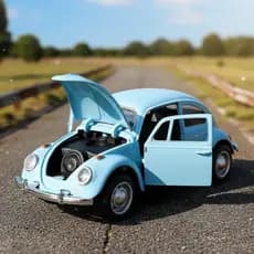 Carrinho De Ferro Fusca Fusquinha Abre Porta Capô Fricção Miniatura ENVERNIZADA