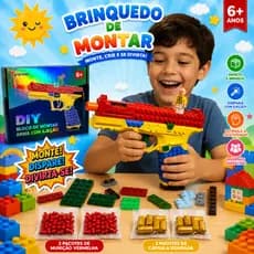 Brinquedo blocos de montar lança dardos com boneco expositor e acessorios diversão garantida