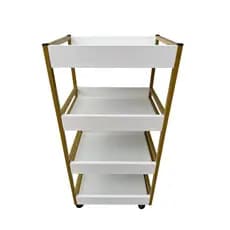 Carrinho Auxiliar 4 Bandejas Com Rodinhas Metalon MDF Profissional - Mais Estilo e Praticidade no Seu Espaço de Beleza
