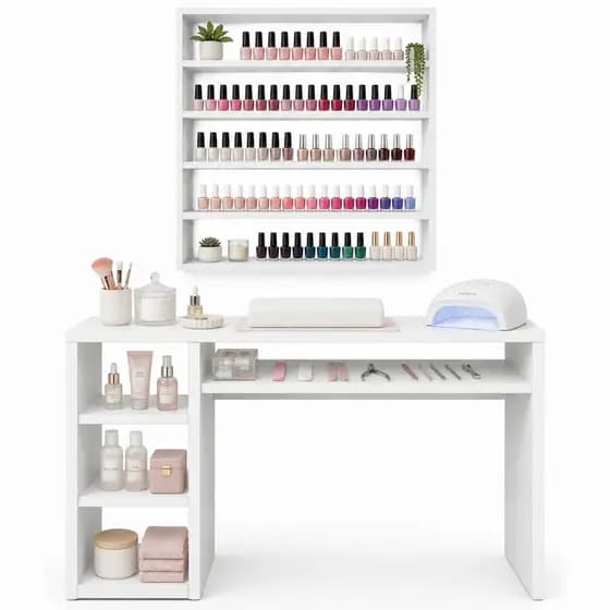 Kit Mesa Manicure + Porta Esmaltes Ate 200 Unidades