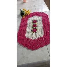 Tapete de croche oval tapetinho de porta