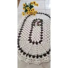 Tapete de Crochê 50x60cm em Barbante – Modelo Oval Artesanal | Decoração Elegante
